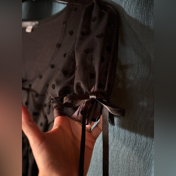 Foxblood Polka Dot Mini Babydoll Mesh Dress - Picture 4 of 10